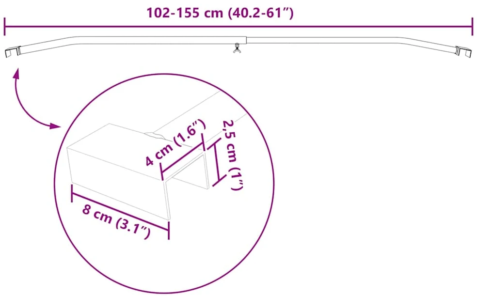 Tentų laikiklis priekaboms 4 Sidabrinė 102-155 cm Aliuminis