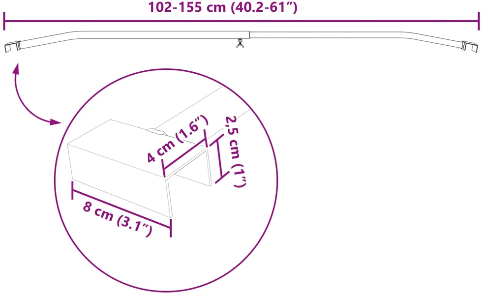 Tentų laikiklis priekaboms Sidabrinė 102-155 cm Aliuminis