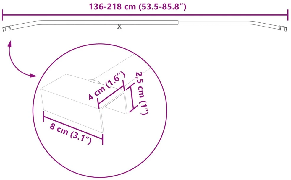 Tentų laikiklis priekaboms Sidabrinė 136-218 cm