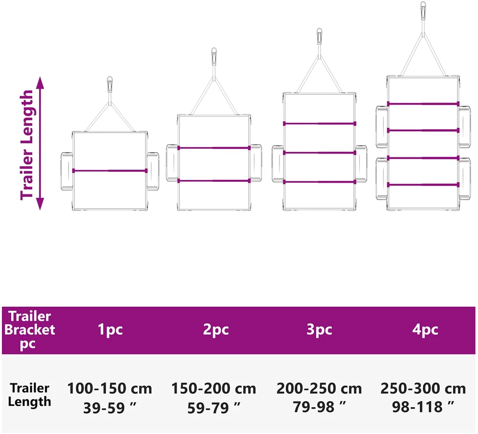 Tentų laikiklis priekaboms Sidabrinė 136-218 cm