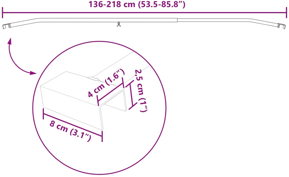 Tentų laikiklis priekaboms Sidabrinė 136-218 cm