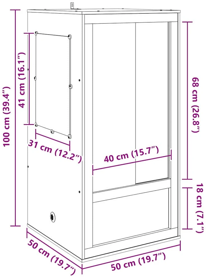 Terariumas Ruda 50 x 50 x 100 cm OSB