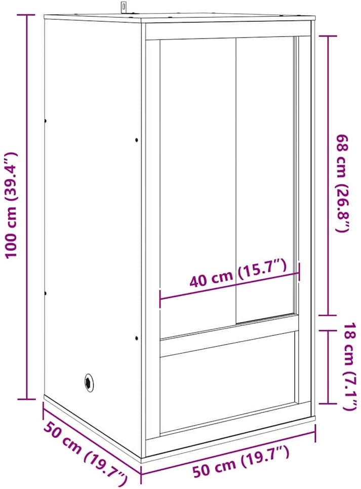 Terariumas Ruda 50 x 50 x 100 cm OSB