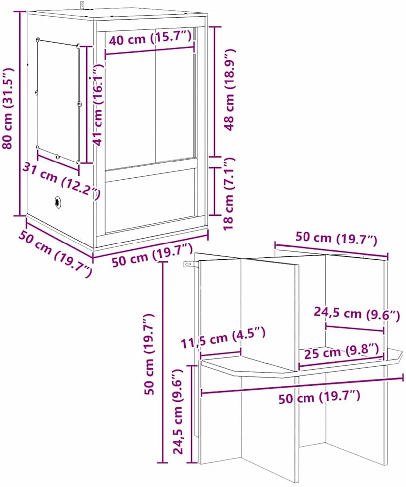 Terariumas Ruda 50 x 50 x 130 cm OSB
