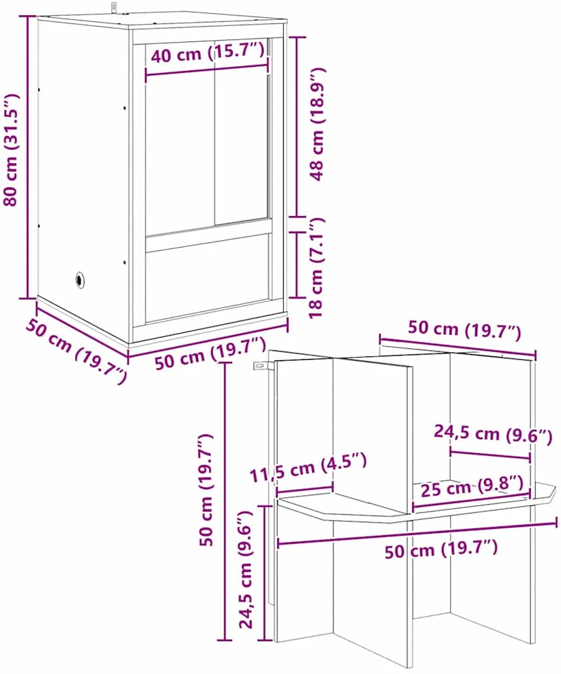 Terariumas Ruda 50 x 50 x 130 cm OSB