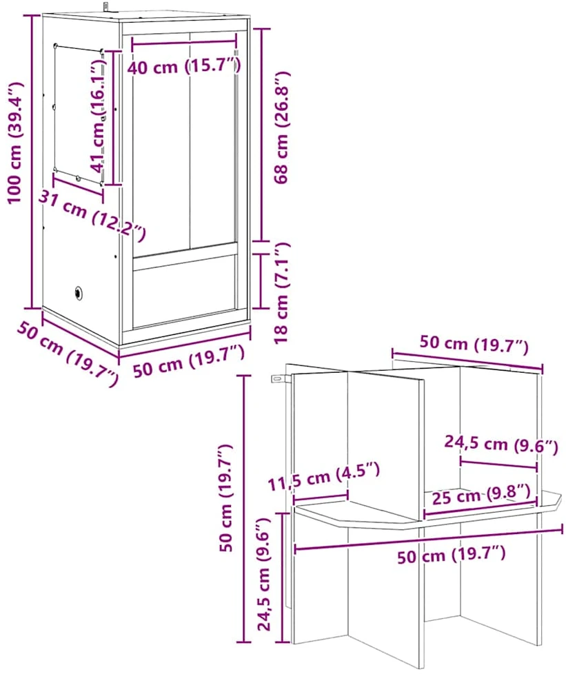Terariumas Ruda 50 x 50 x 150 cm OSB