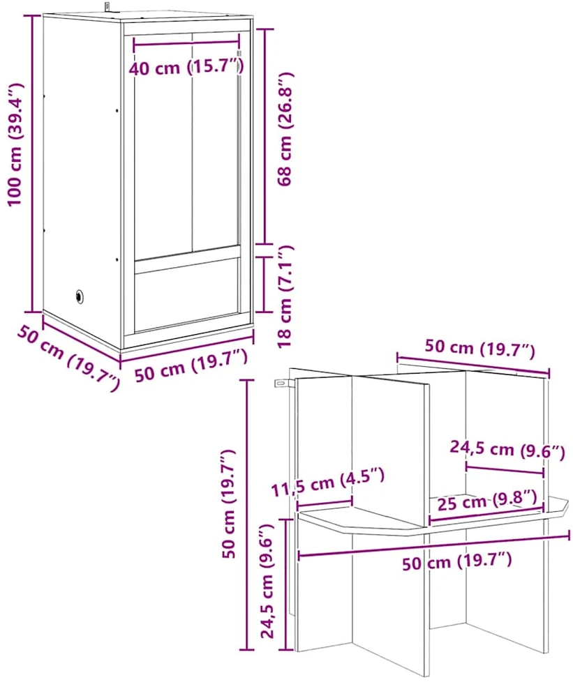 Terariumas Ruda 50 x 50 x 150 cm OSB