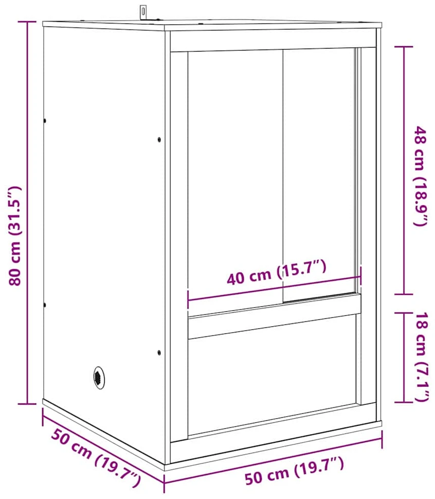 Terariumas Ruda 50 x 50 x 80 cm OSB