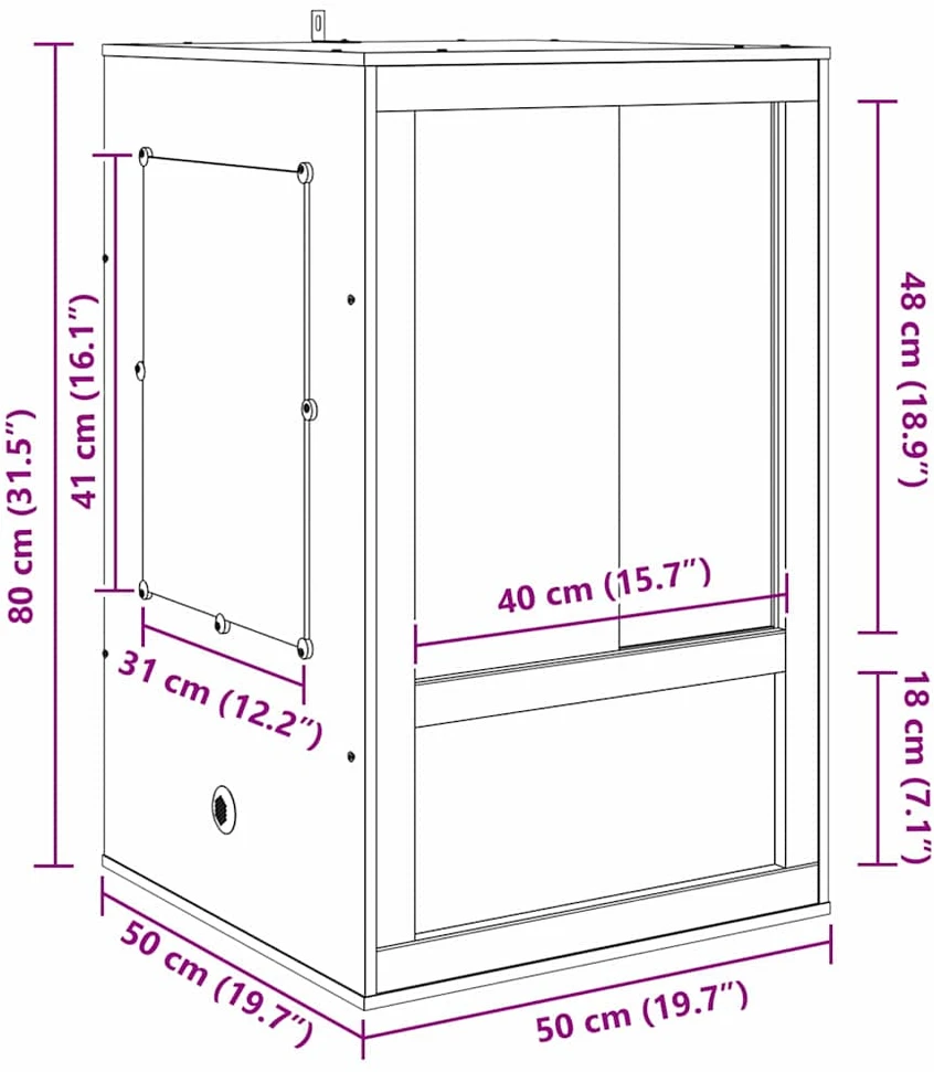 Terariumas Ruda 50 x 50 x 80 cm OSB