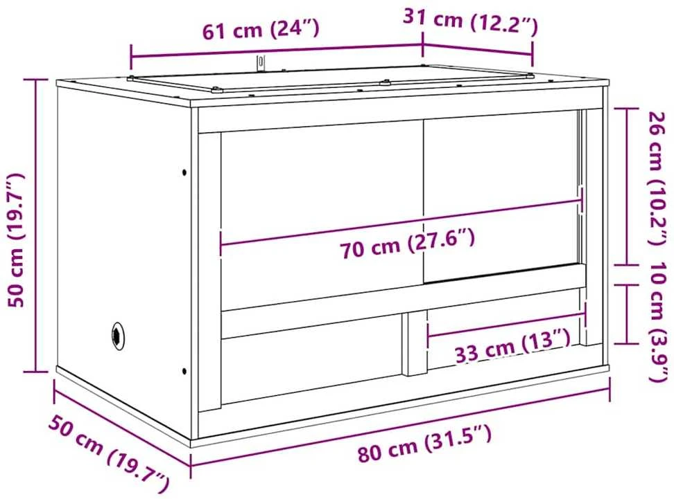 Terariumas Ruda 80 x 50 x 50 cm OSB