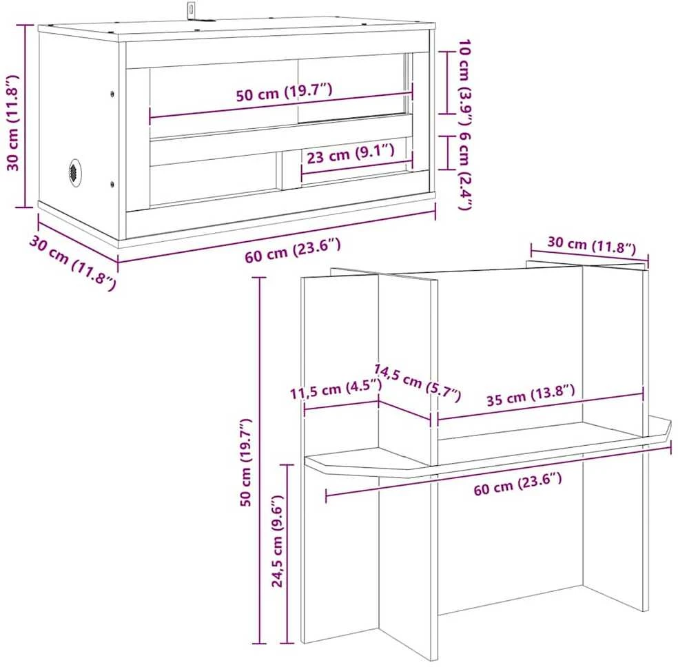 Terariumas Ruda 60 x 30 x 80 cm OSB