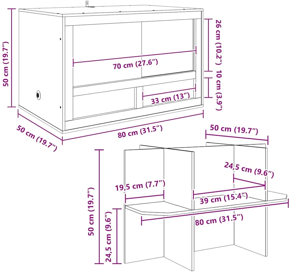 Terariumas Ruda 80 x 50 x 100 cm OSB