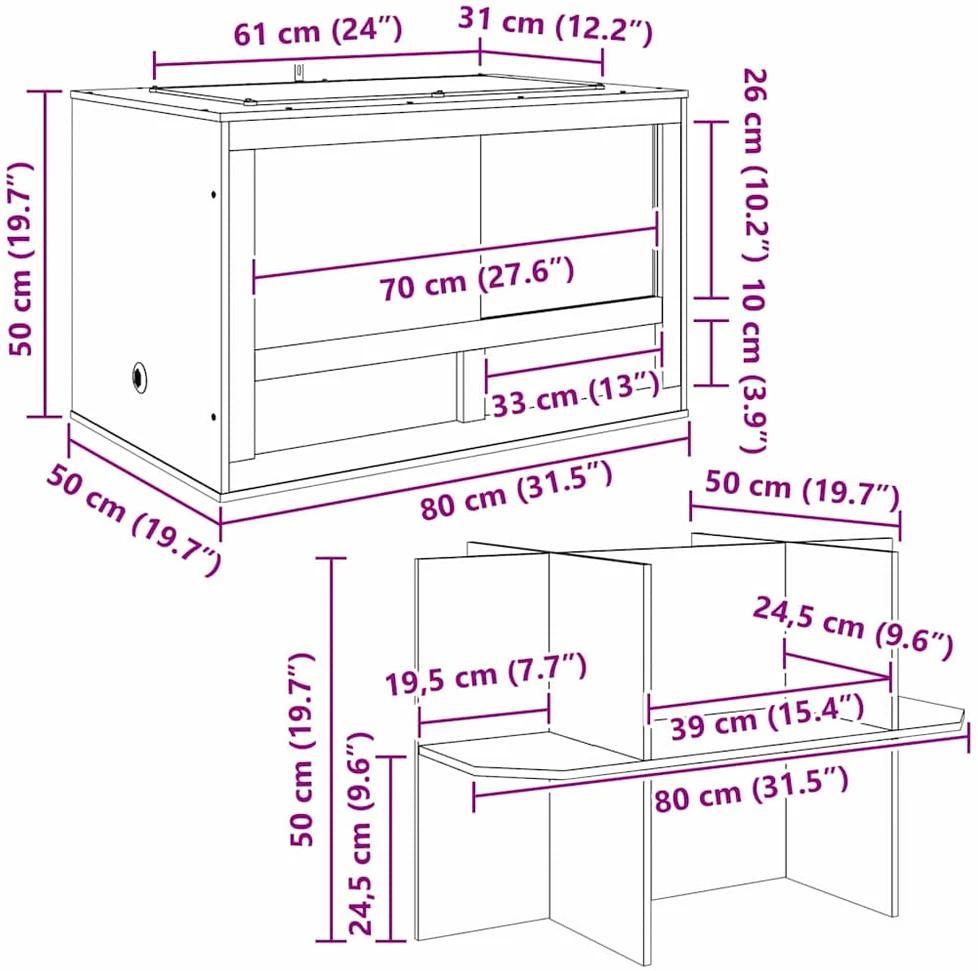 Terariumas Ruda 80 x 50 x 100 cm OSB