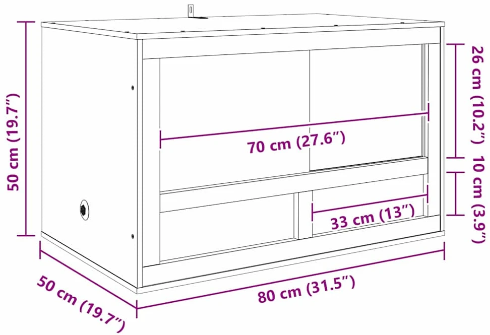 Terariumas Ruda 80 x 50 x 50 cm OSB