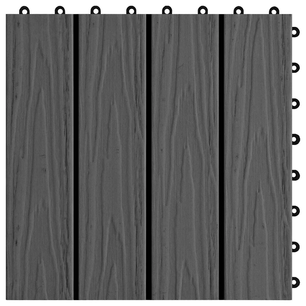 Terasinė Plytelė 3D dizainas 11 vnt. Juoda 30 x 30 cm WPC