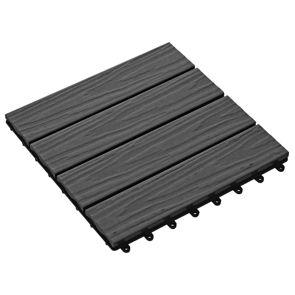 Terasinė Plytelė 3D dizainas 11 vnt. Juoda 30 x 30 cm WPC