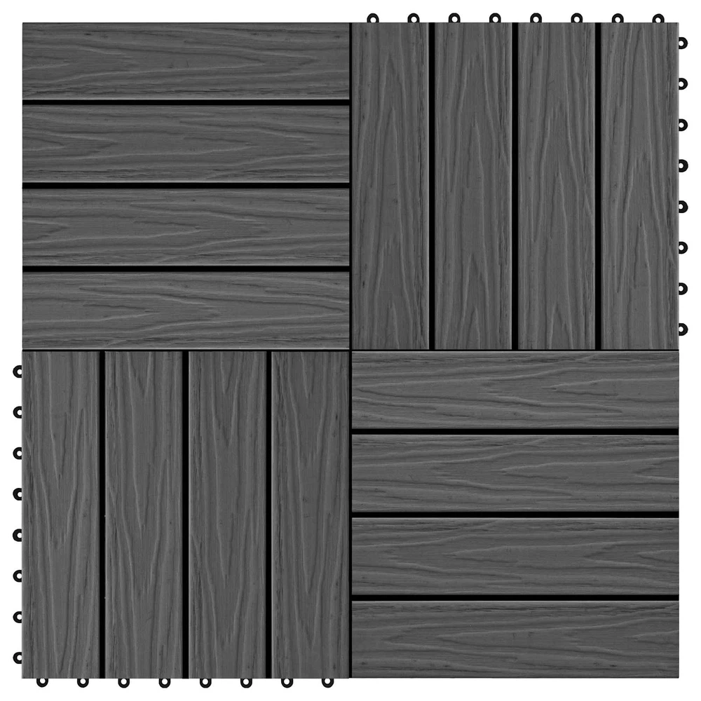 Terasinė Plytelė 3D dizainas 11 vnt. Juoda 30 x 30 cm WPC