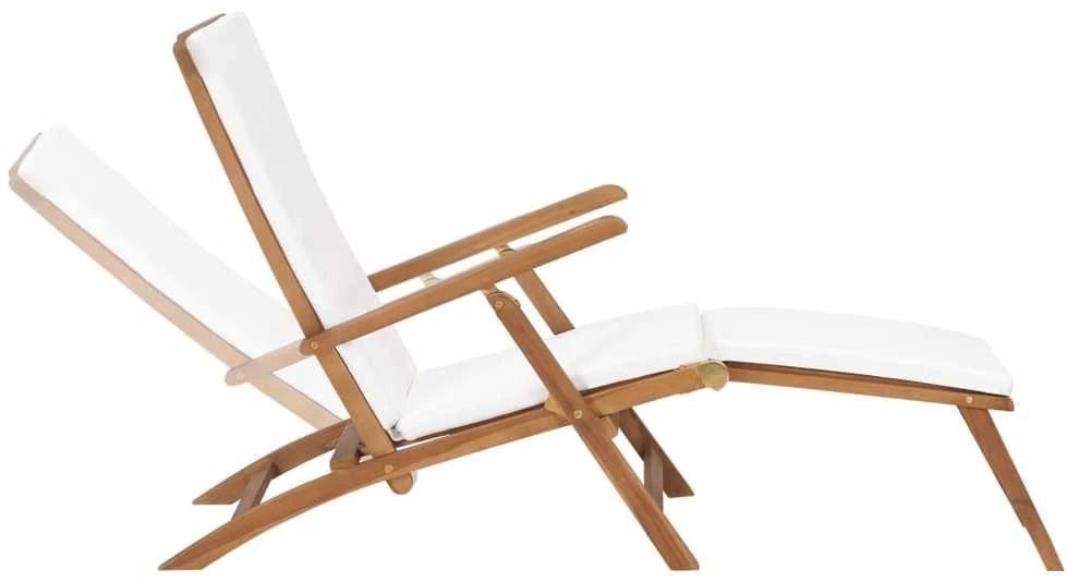 Sofa Terasos kėdė su čiužinuku, kreminė balta, tikmedžio masyvas