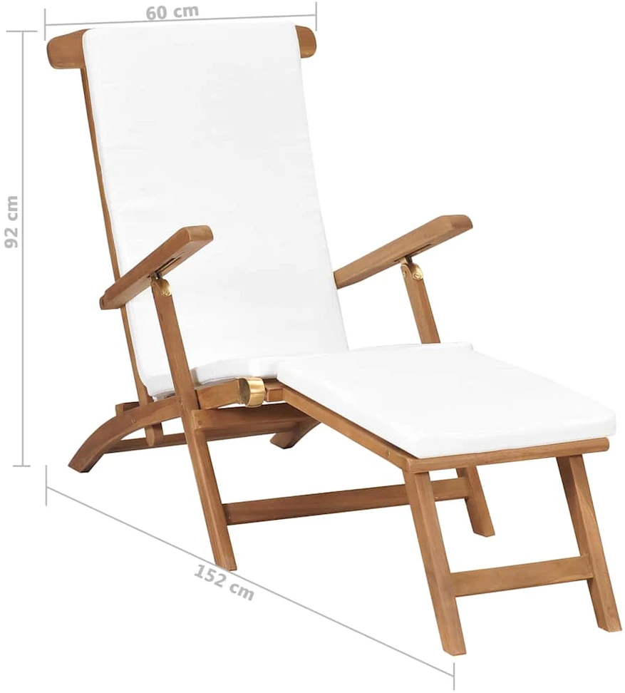 Sofa Terasos kėdė su čiužinuku, kreminė balta, tikmedžio masyvas