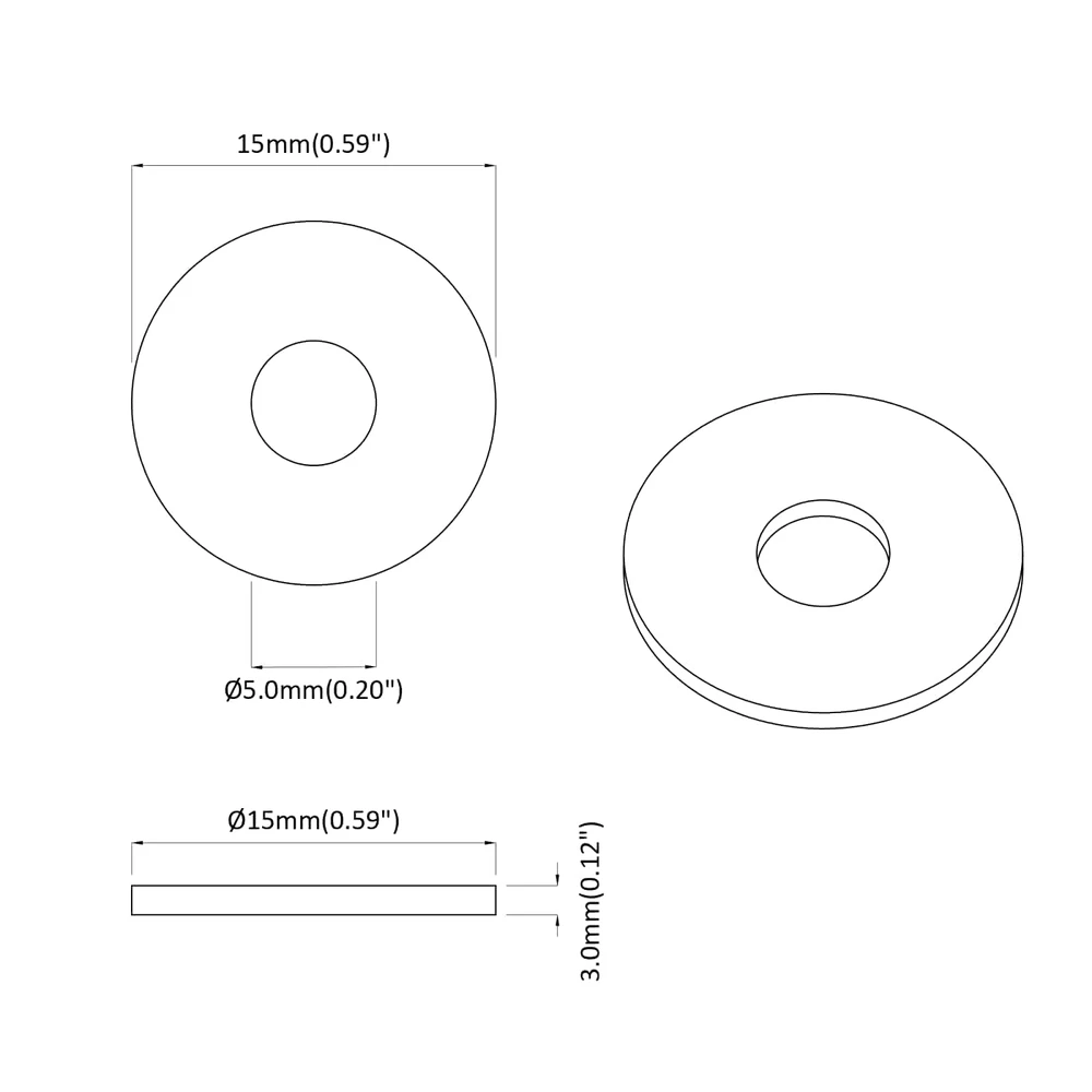 tinkamas plokščiai tarpinei 2 vnt. Juoda ∅15 x 3 mm