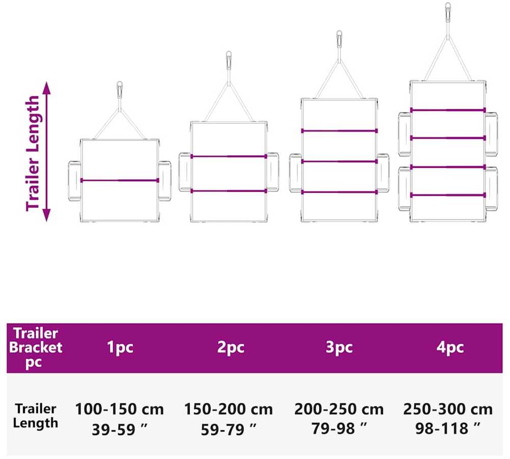 Tentų laikiklis priekaboms 2 Sidabrinė 136-218 cm Aliuminis