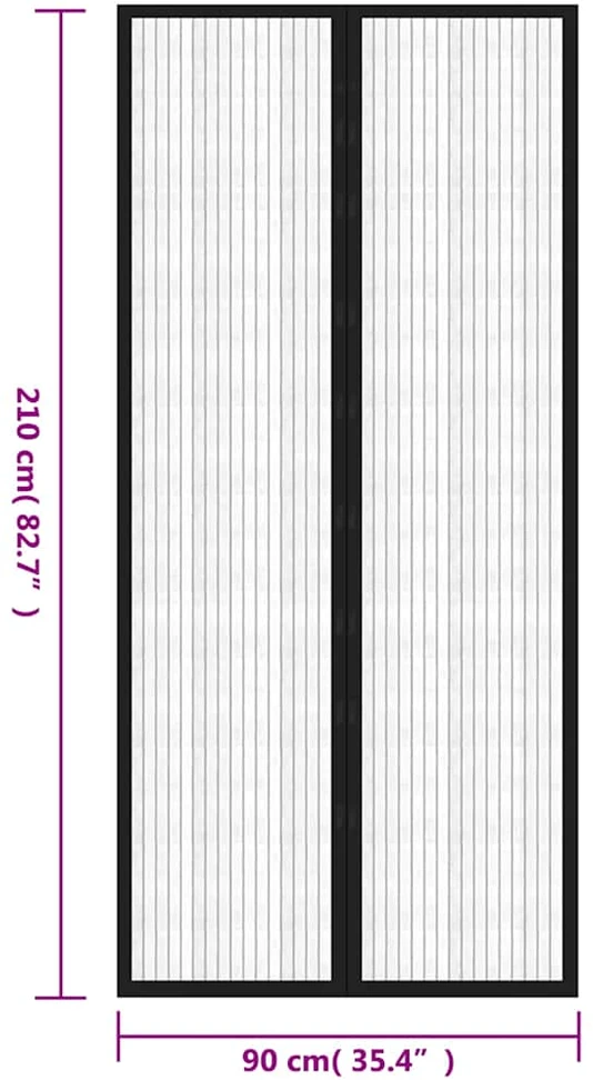 Tinkleliai nuo vabzdžių durims, 2vnt., juodi, 210x90cm