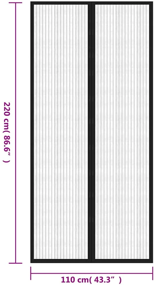 Tinkleliai nuo vabzdžių durims, 2vnt., juodi, 220x110cm