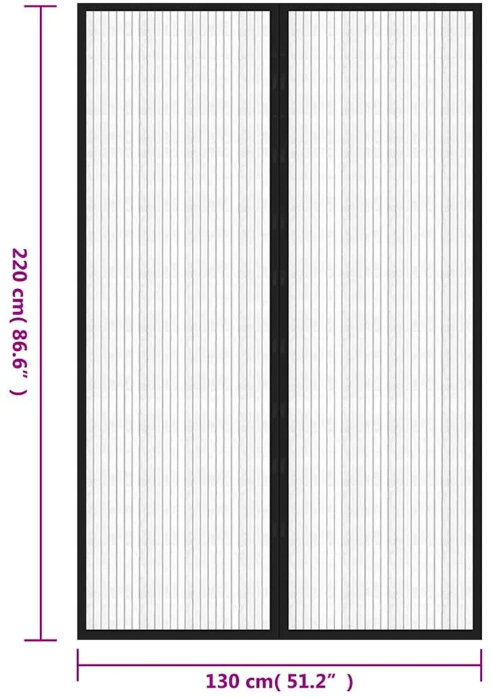 Tinkleliai nuo vabzdžių durims, 2vnt., juodi, 220x130cm