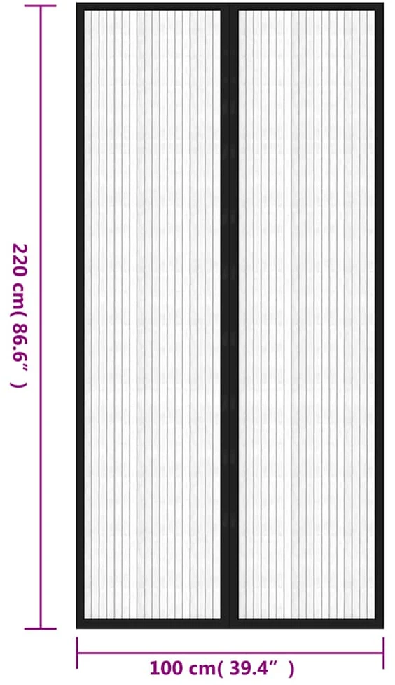 Tinkleliai nuo vabzdžių durims, 2vnt., juodi, 220x100cm