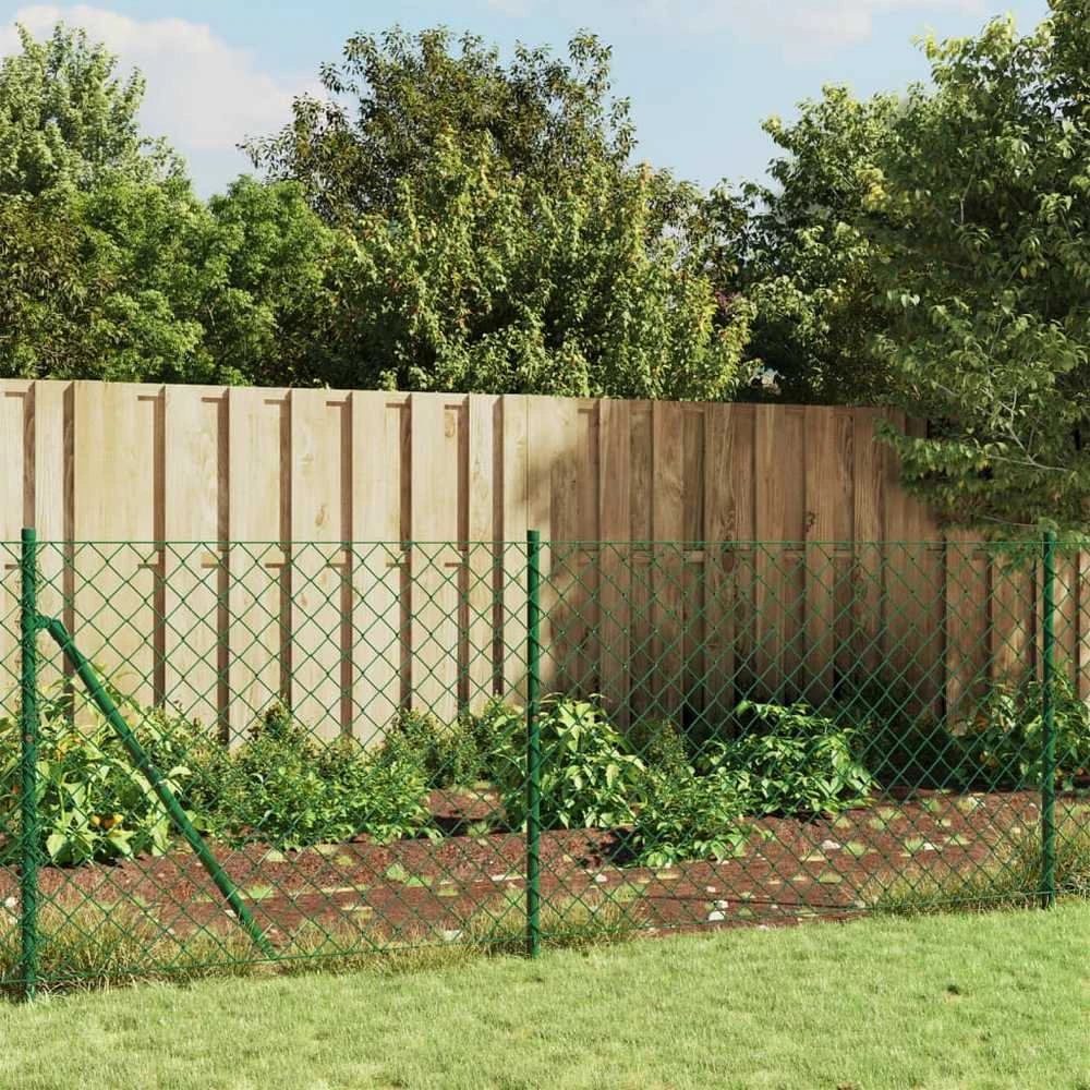 Tinklinė tvora su flanšais, žalios spalvos, 1x25m