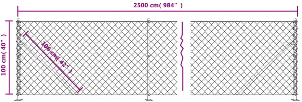 Tinklinė tvora su flanšais, žalios spalvos, 1x25m