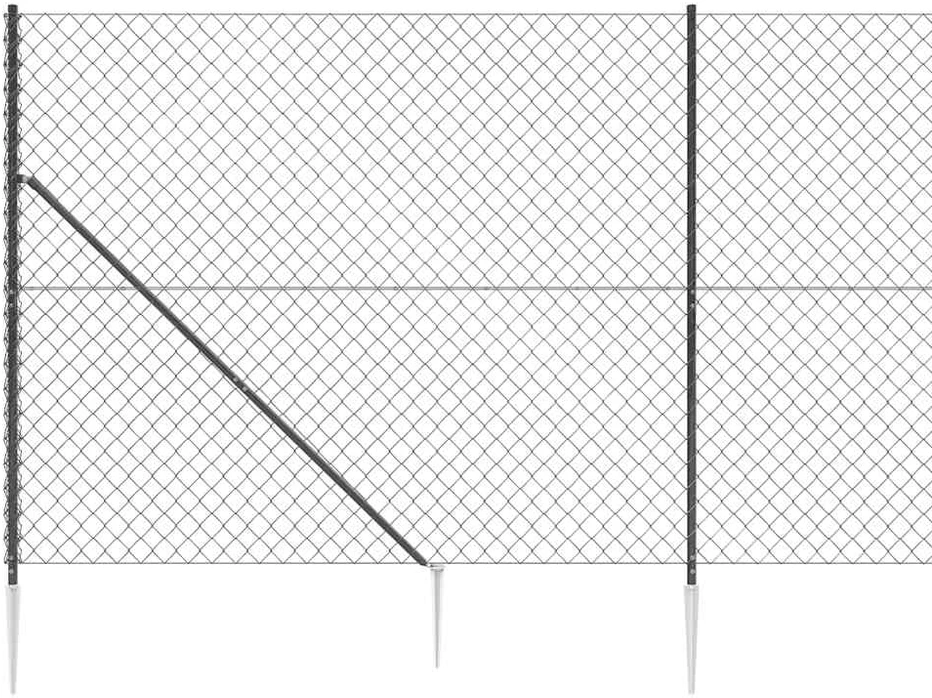 Tinklinė tvora su smaigais, antracito spalvos, 2x25m