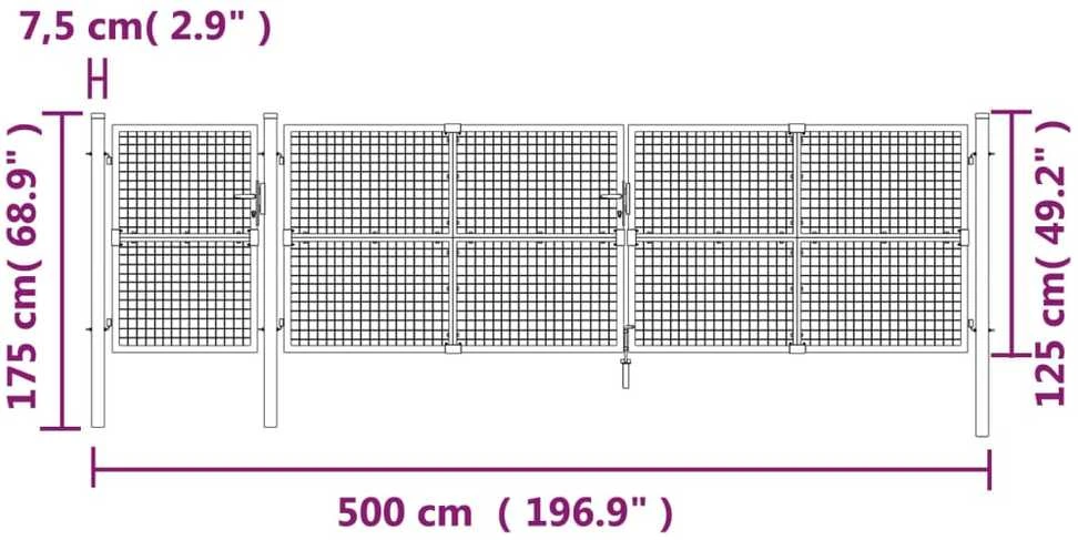 Tinkliniai sodo vartai, antracito spalvos, 500x175 cm, plienas