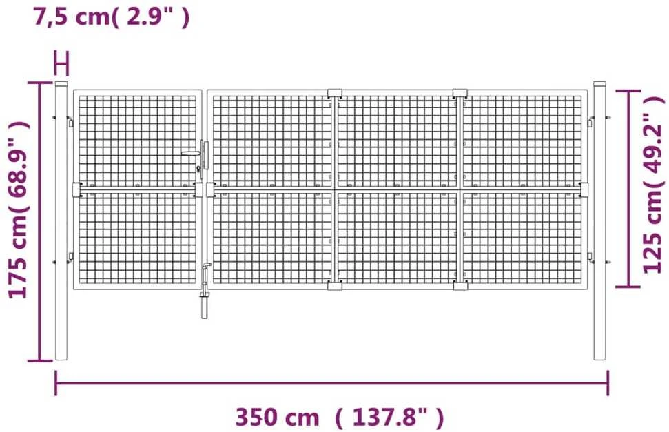 Tinkliniai sodo vartai, antracito spalvos, 350x175cm, plienas