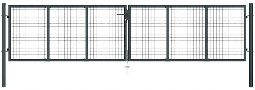 Tinkliniai sodo vartai, pilki, 400x125cm, galvanizuotas plienas