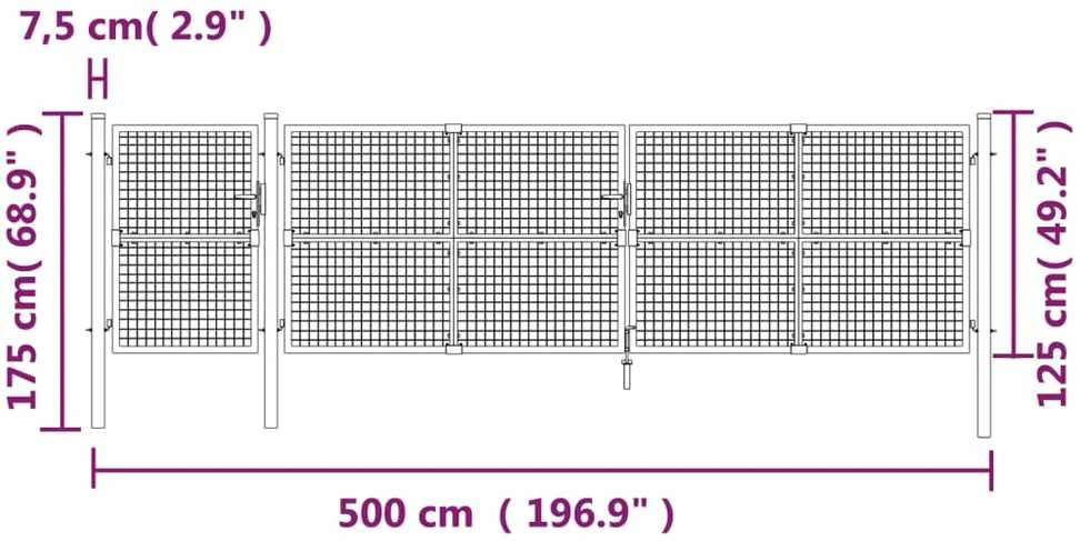 Tinkliniai sodo vartai, sidabrinės spalvos, 500x175 cm, plienas