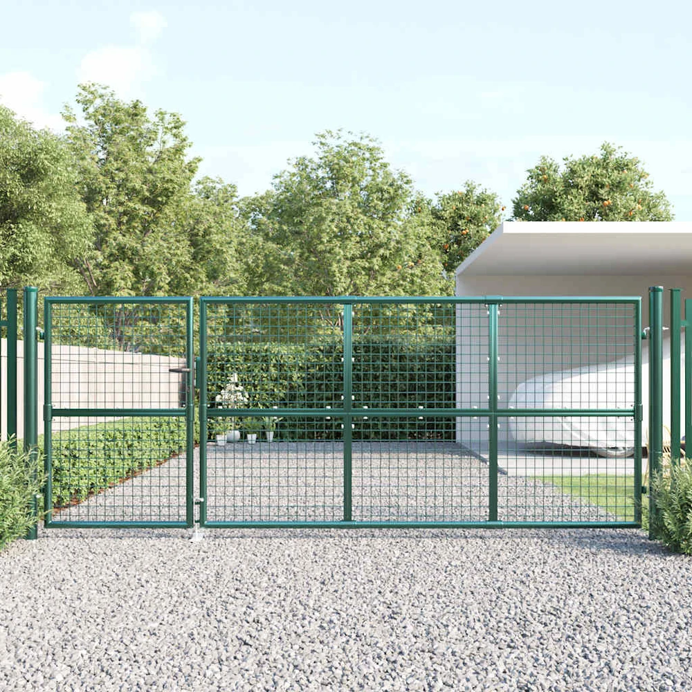 Tinkliniai sodo vartai, žalios spalvos, 350x175cm, plienas