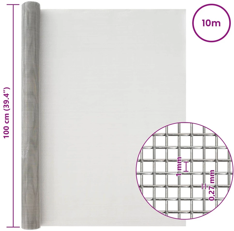 Tinklinis ekranas 100 x 1000 cm 20 Mesh Sidabrinė
