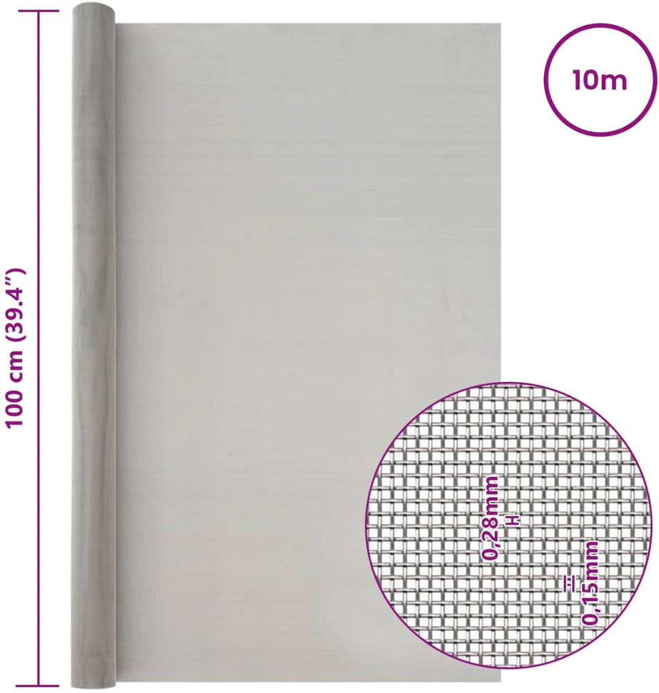 Tinklinis ekranas 100 x 1000 cm 60 Mesh Sidabrinė