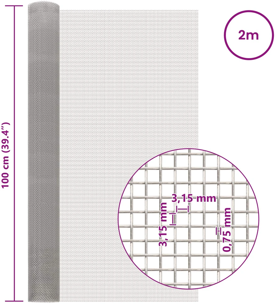 Tinklinis ekranas 6 mesh 100 x 200 cm Nerūdijantis plienas 201