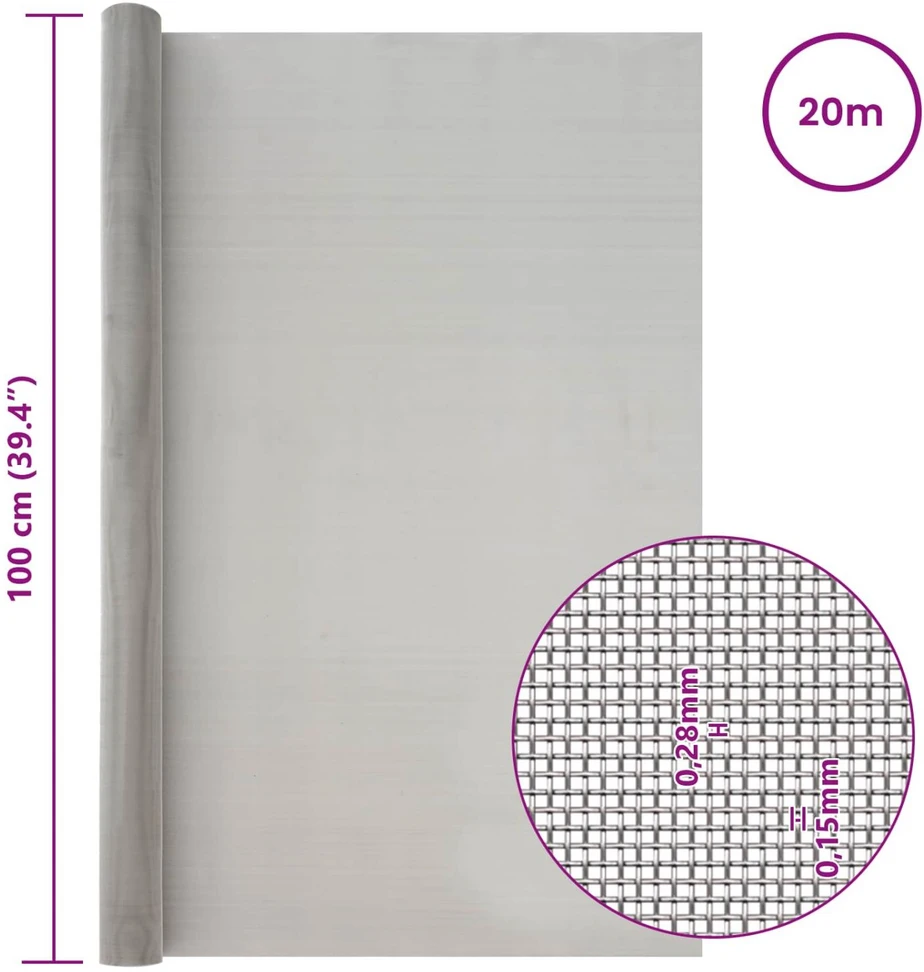 Tinklinis ekranas 100 x 2000 cm 60 Mesh Sidabrinė