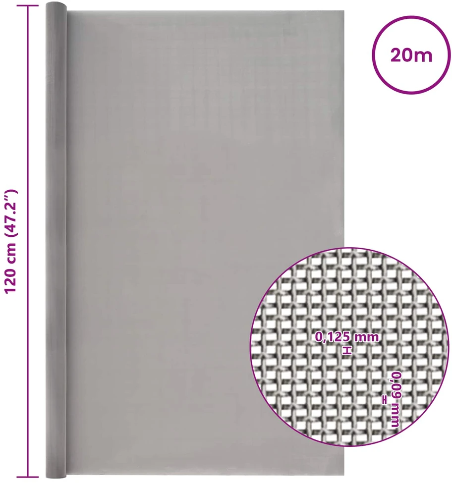 Tinklinis ekranas 120 x 2000 cm 120 Mesh Sidabrinė