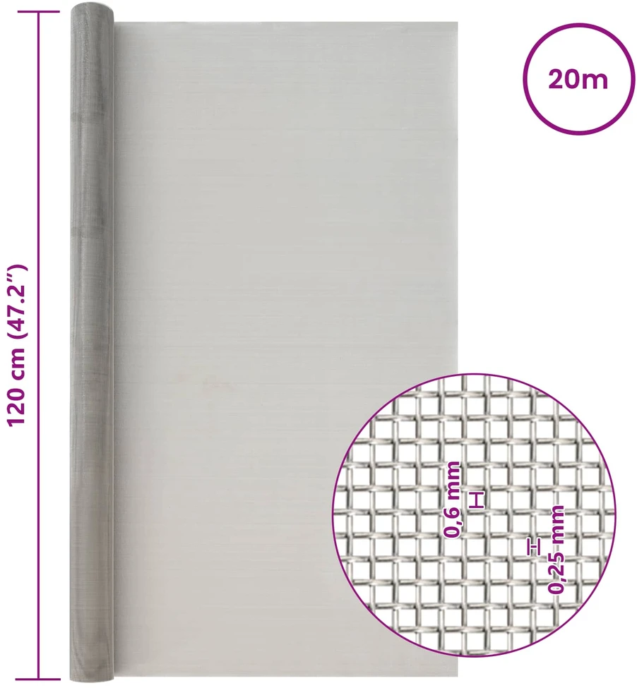 Tinklinis ekranas 120 x 2000 cm 30 Mesh Sidabrinė