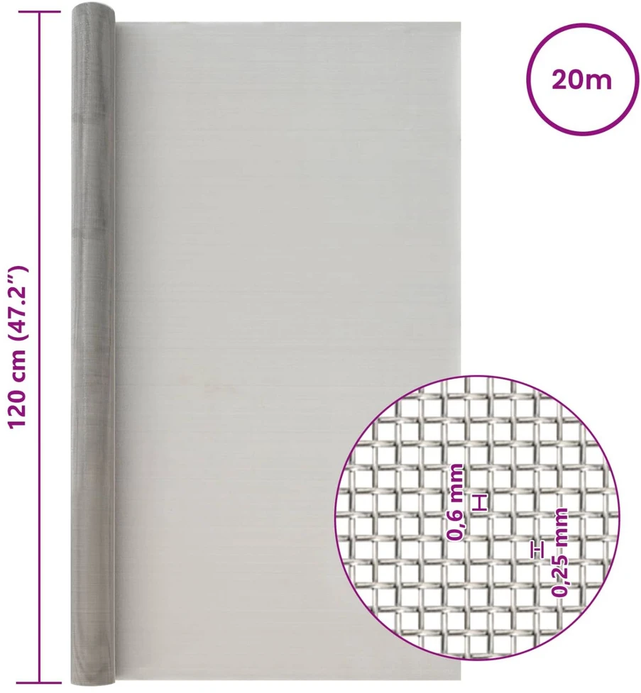 Tinklinis ekranas 120 x 2000 cm 30 Mesh Sidabrinė
