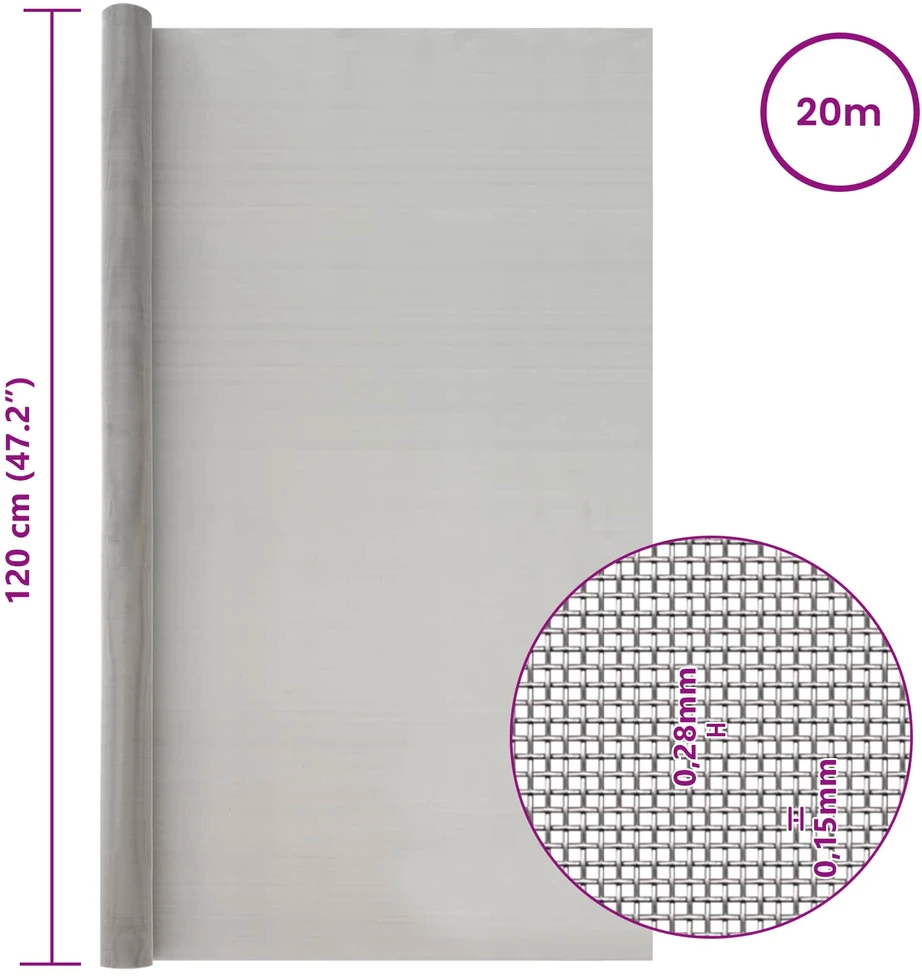Tinklinis ekranas 120 x 2000 cm 60 Mesh Sidabrinė