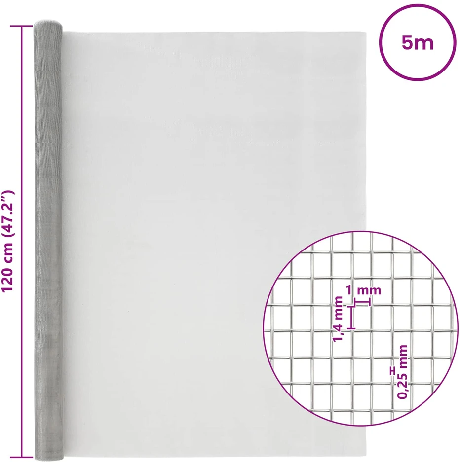 Tinklinis ekranas 120 x 500 cm 18 mesh Nerūdijantis plienas 304