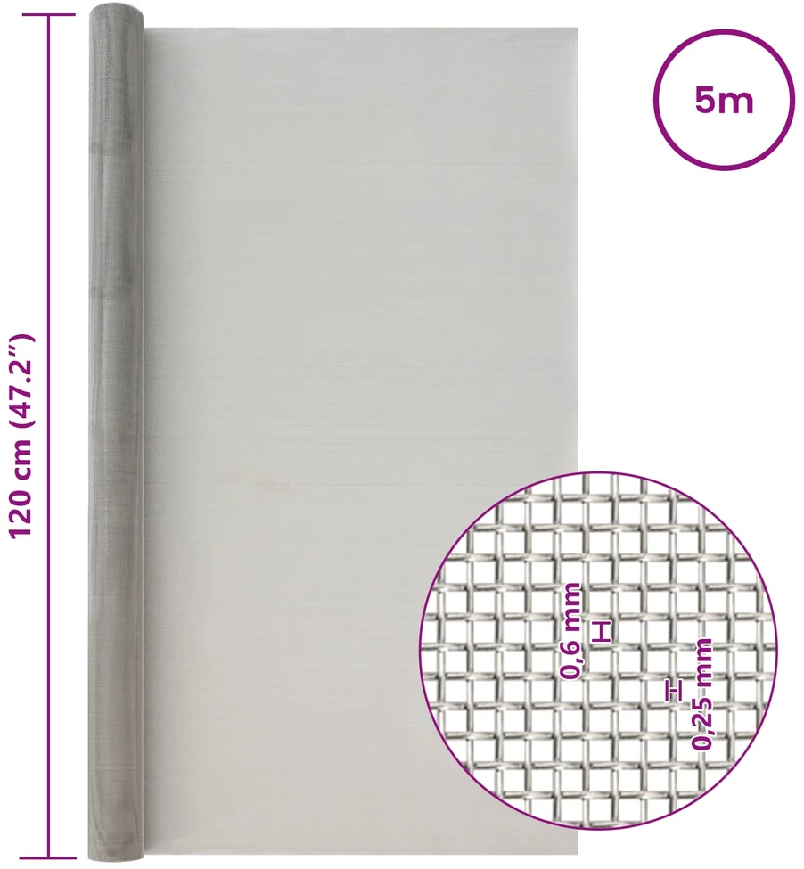Tinklinis ekranas 120 x 500 cm 30 Mesh Nerūdijantis plienas 201