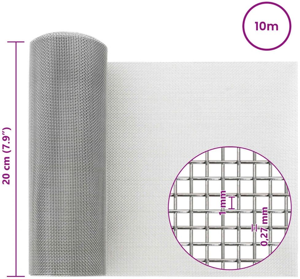 Tinklinis ekranas 20 x 1000 cm 20 Mesh Nerūdijantis plienas 201