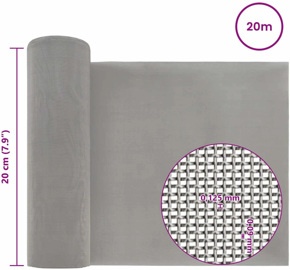 Tinklinis ekranas 20 x 2000 cm 120 Mesh Sidabrinė