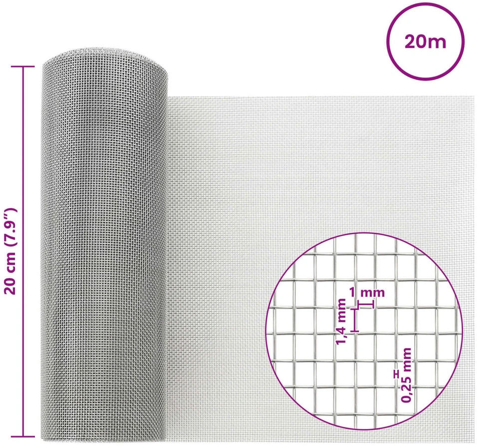 Tinklinis ekranas 20 x 2000 cm 18 mesh Nerūdijantis plienas 304